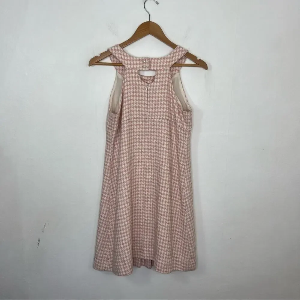 Florence Eiseman Wool Blend Houndstooth Pink White Tweed Dress Girl Size 16